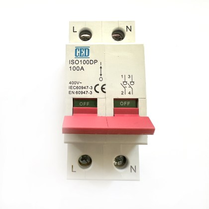CED ISO100DP 100A 100 Amp 2 Double Pole Isolator Main Switch Disconnector